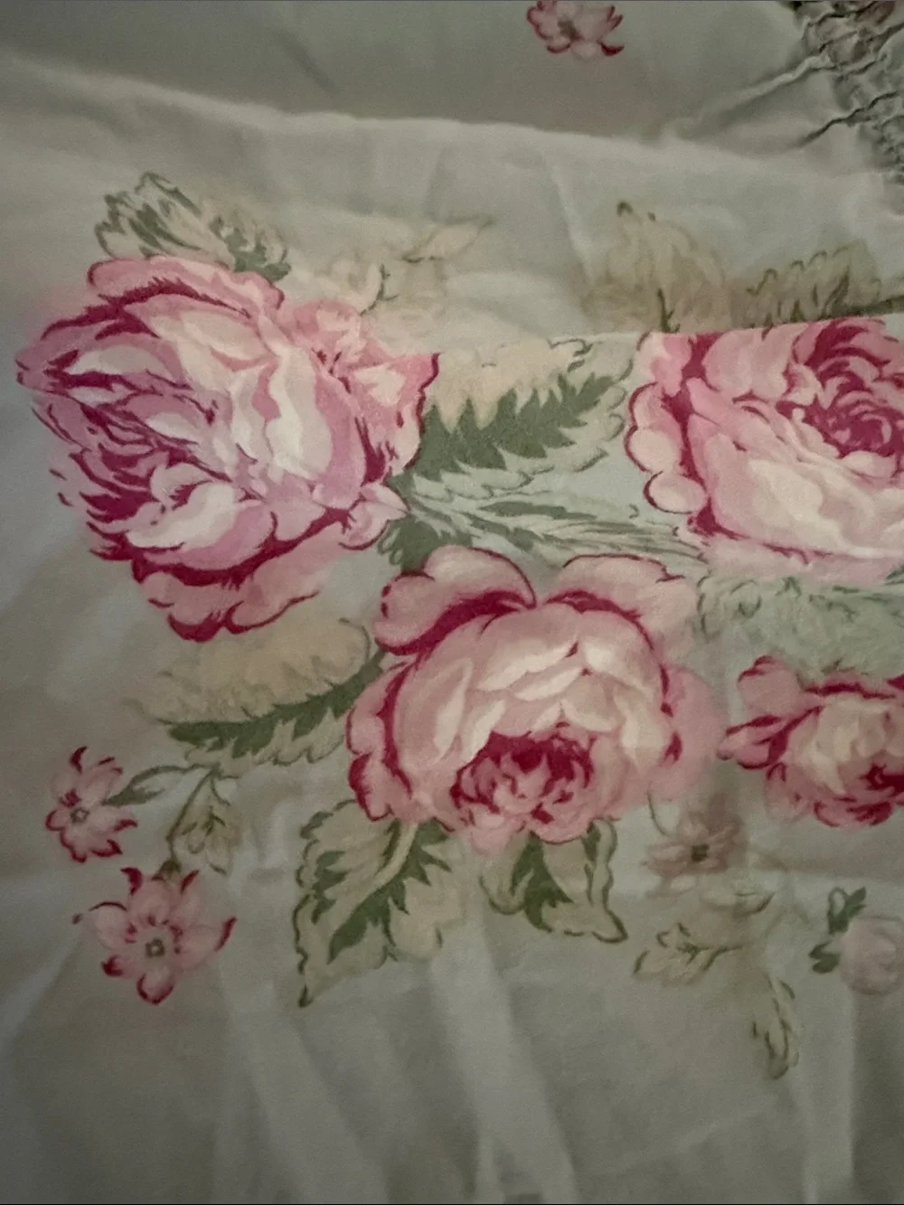 Shabby Chic Pink Rose Floral Comforter on Sage-Green